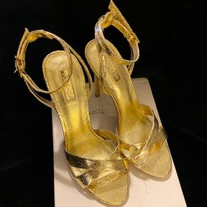 Topshop gold “Rumour” heels. Size 8 1/2